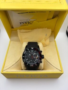 Invicta Pro Diver Black Watch Flame Fusion Crystal Chronograph #18944‎